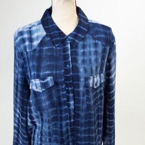 60s vibe tie dye lightweight button down shirt retro vintage inspired by NYDJ XL